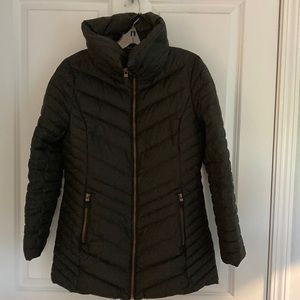 Black High Neck Collar Puffer Coat